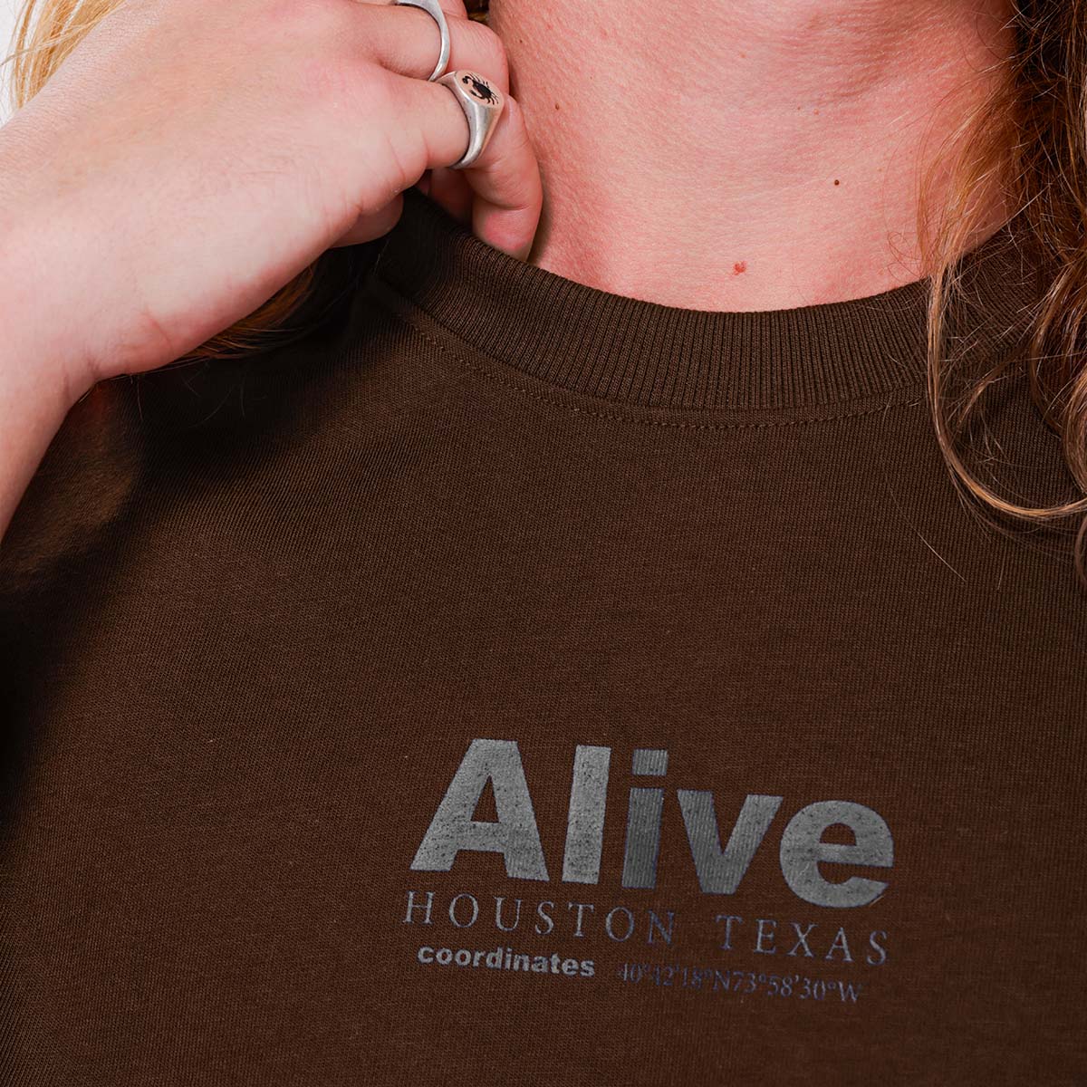 Camiseta Alive Oversized Houston Marrom - Texas