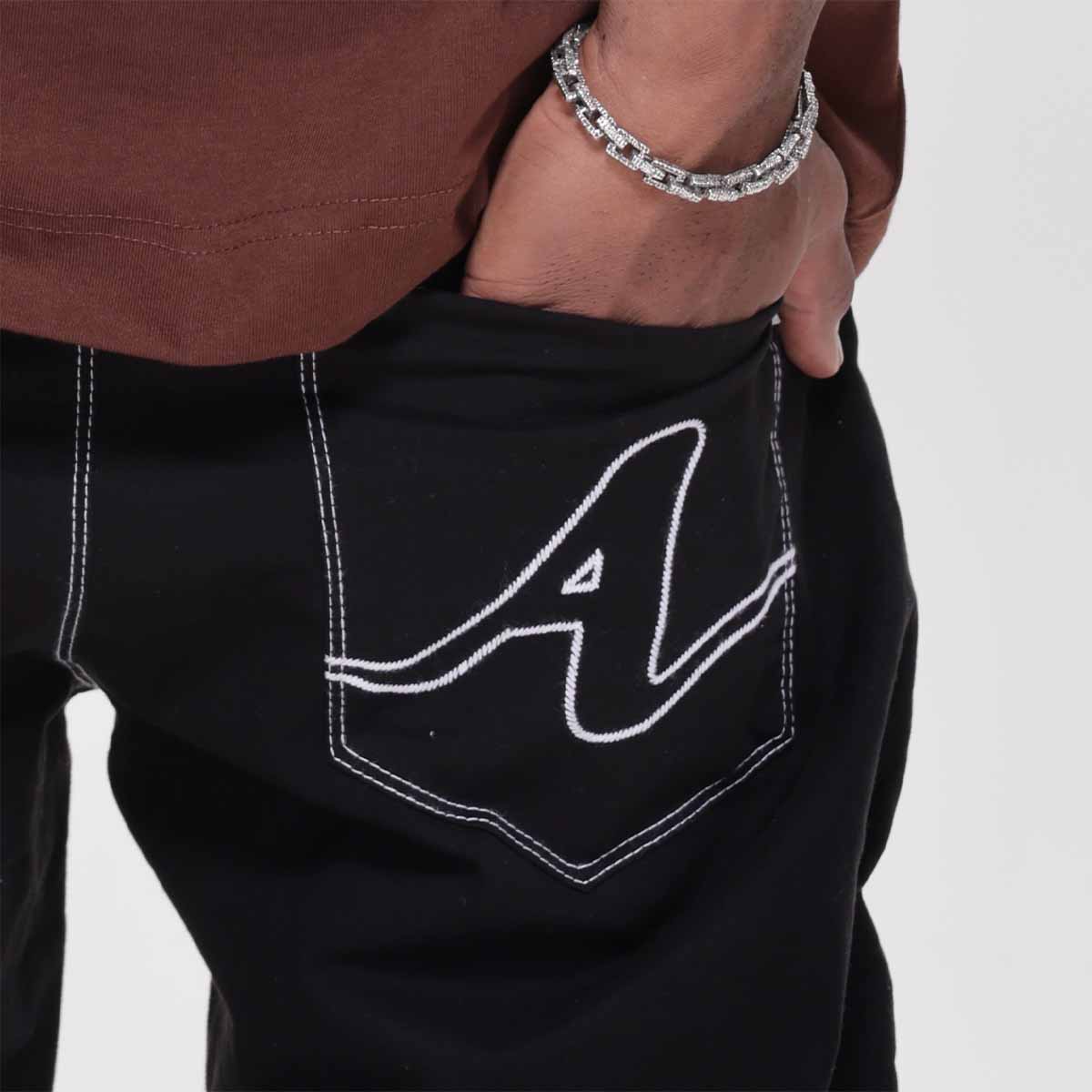 Calça Alive Jeans Semi Baggy White Line Preto