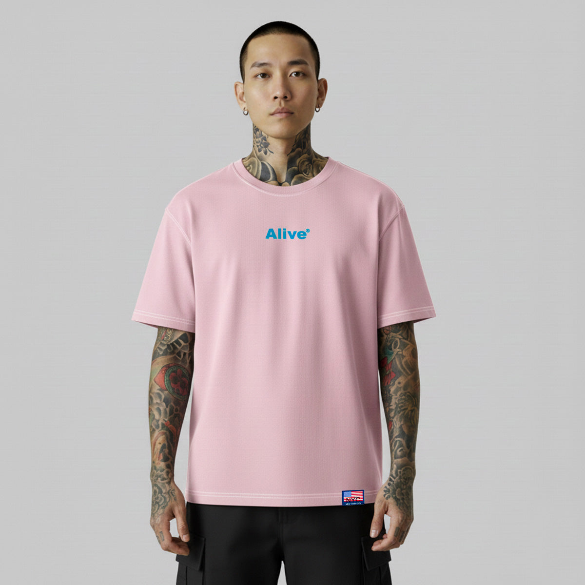 Camiseta Alive Basic Rosa Azul