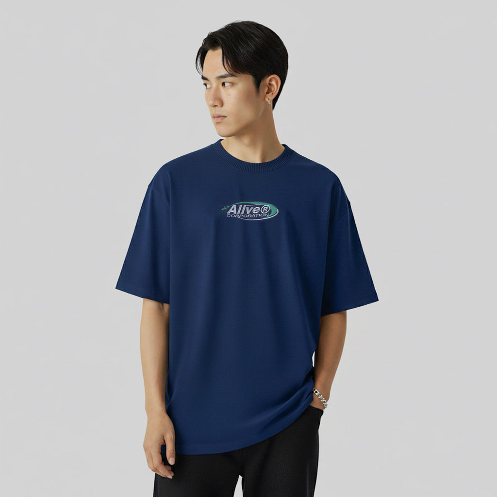 Camiseta Alive Oversized New Corporation Azul Marinho