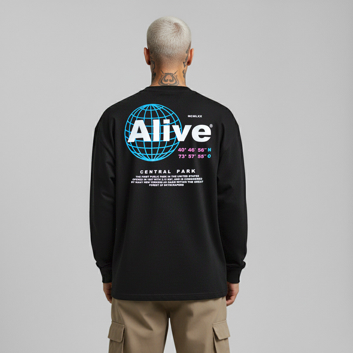 Camiseta Alive Central Park Preto Manga Longa