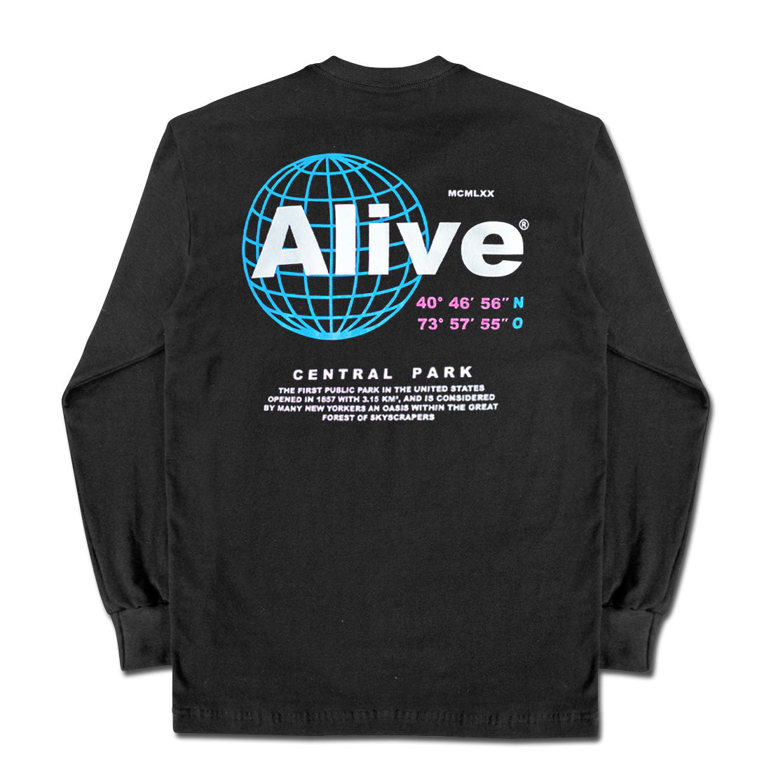 Camiseta Alive Central Park Preto Manga Longa