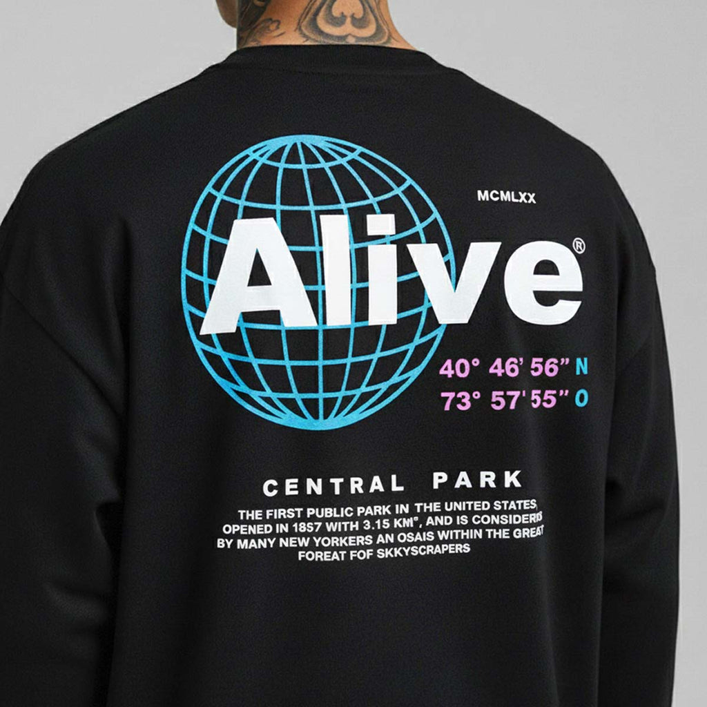 Camiseta Alive Central Park Preto Manga Longa