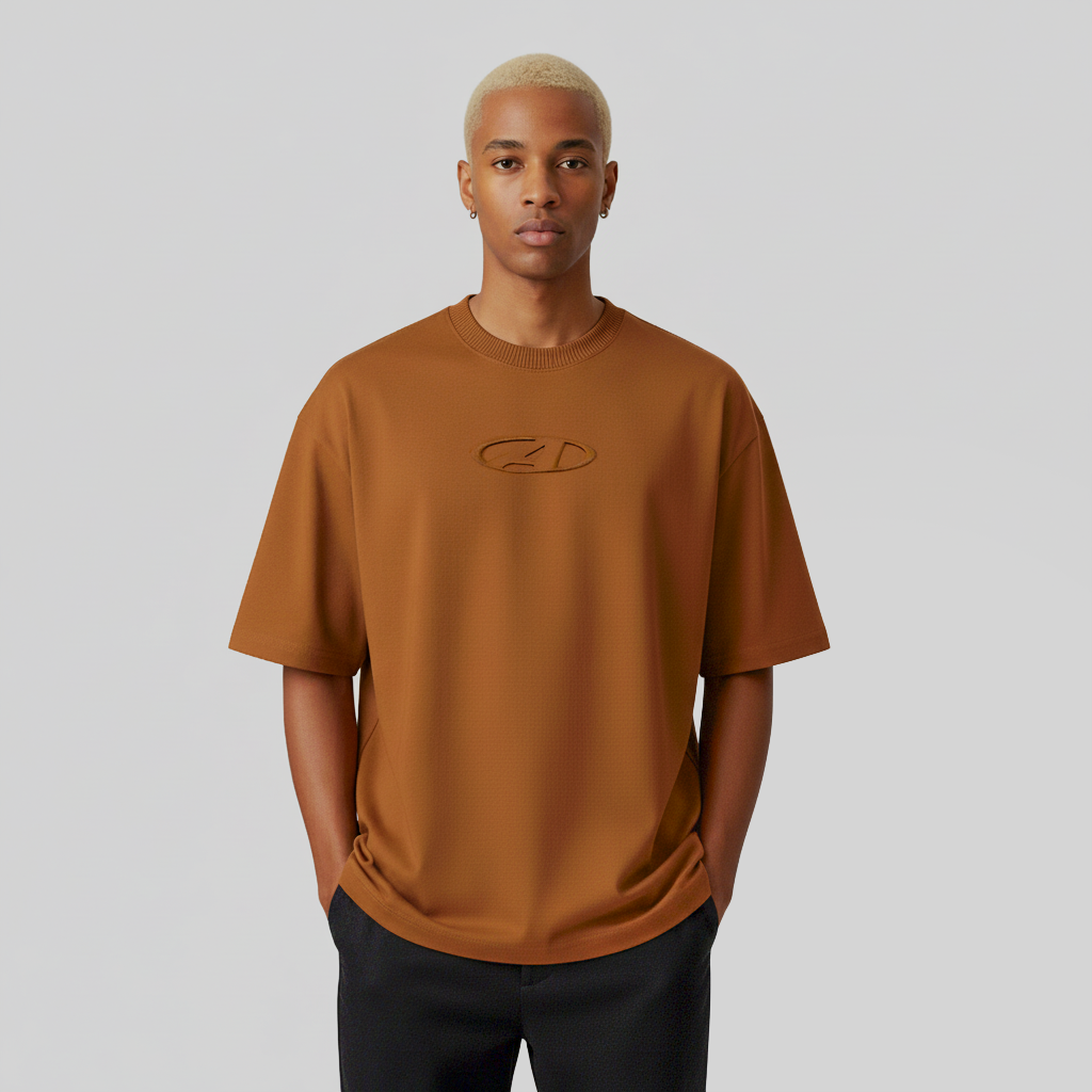 Camiseta Alive Oversized Emboss Marrom