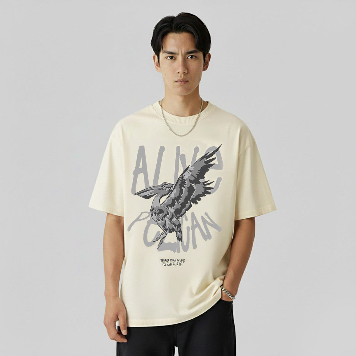 Camiseta Alive Oversized Pelican Off White