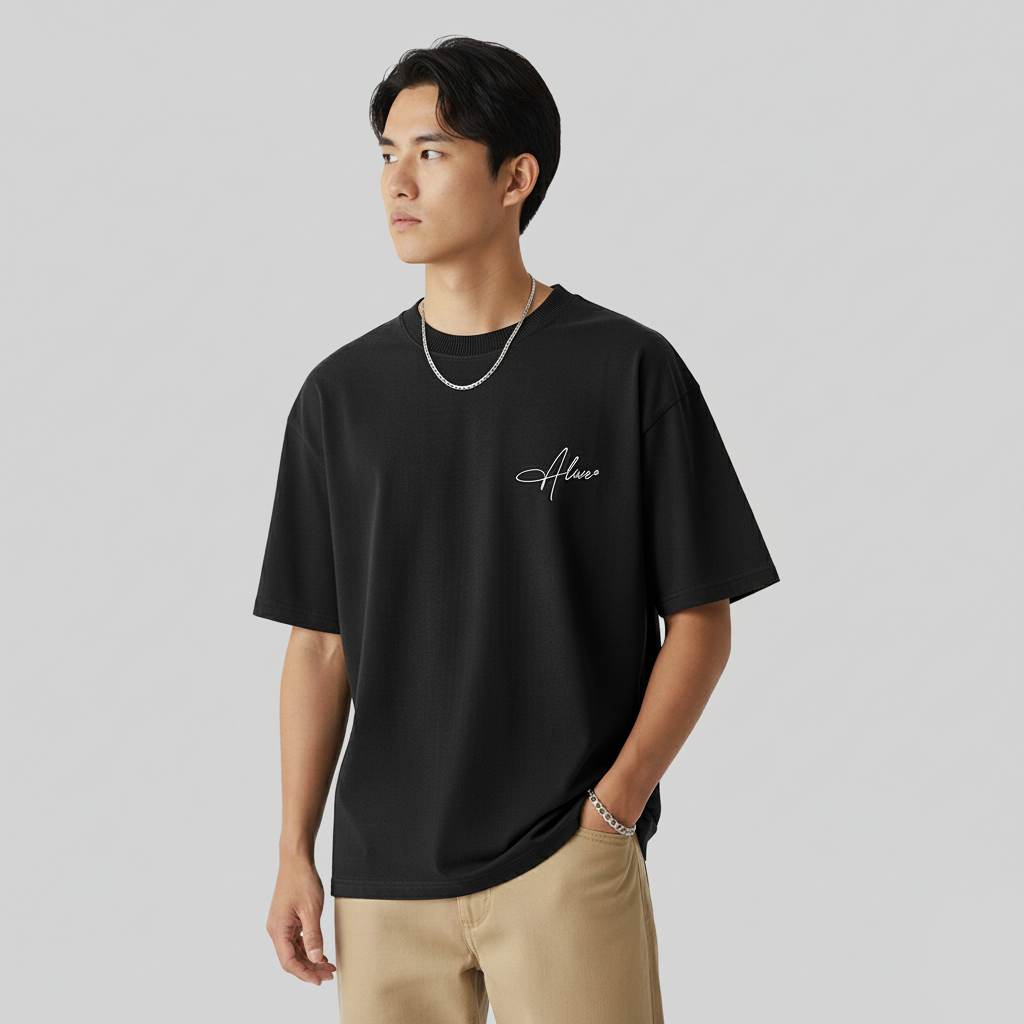 Camiseta Alive Oversized New Signature Preto - NAUTIC