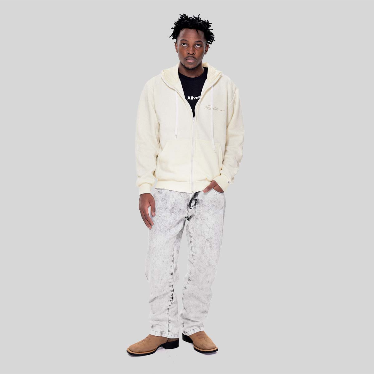 Casaco Alive Zipper Rubric Off White - Texas