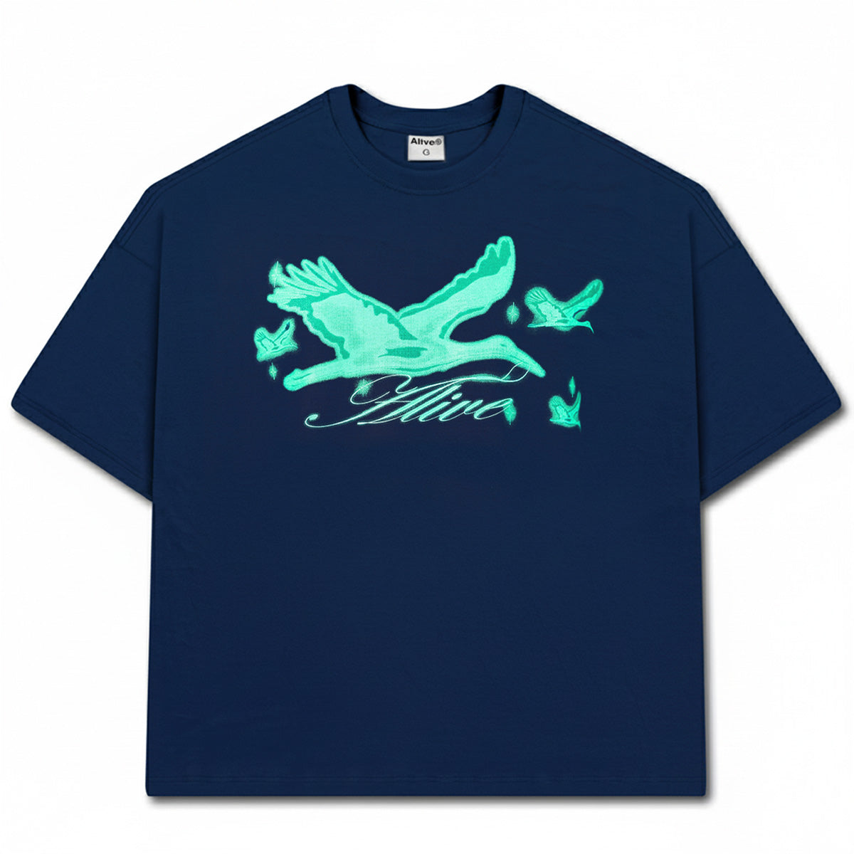 Camiseta Alive Oversized Heron Azul Marinho