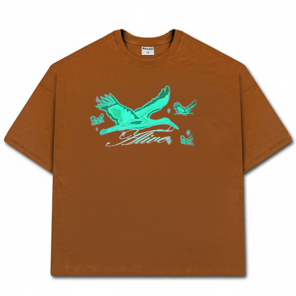 Camiseta Alive Oversized Heron Marrom