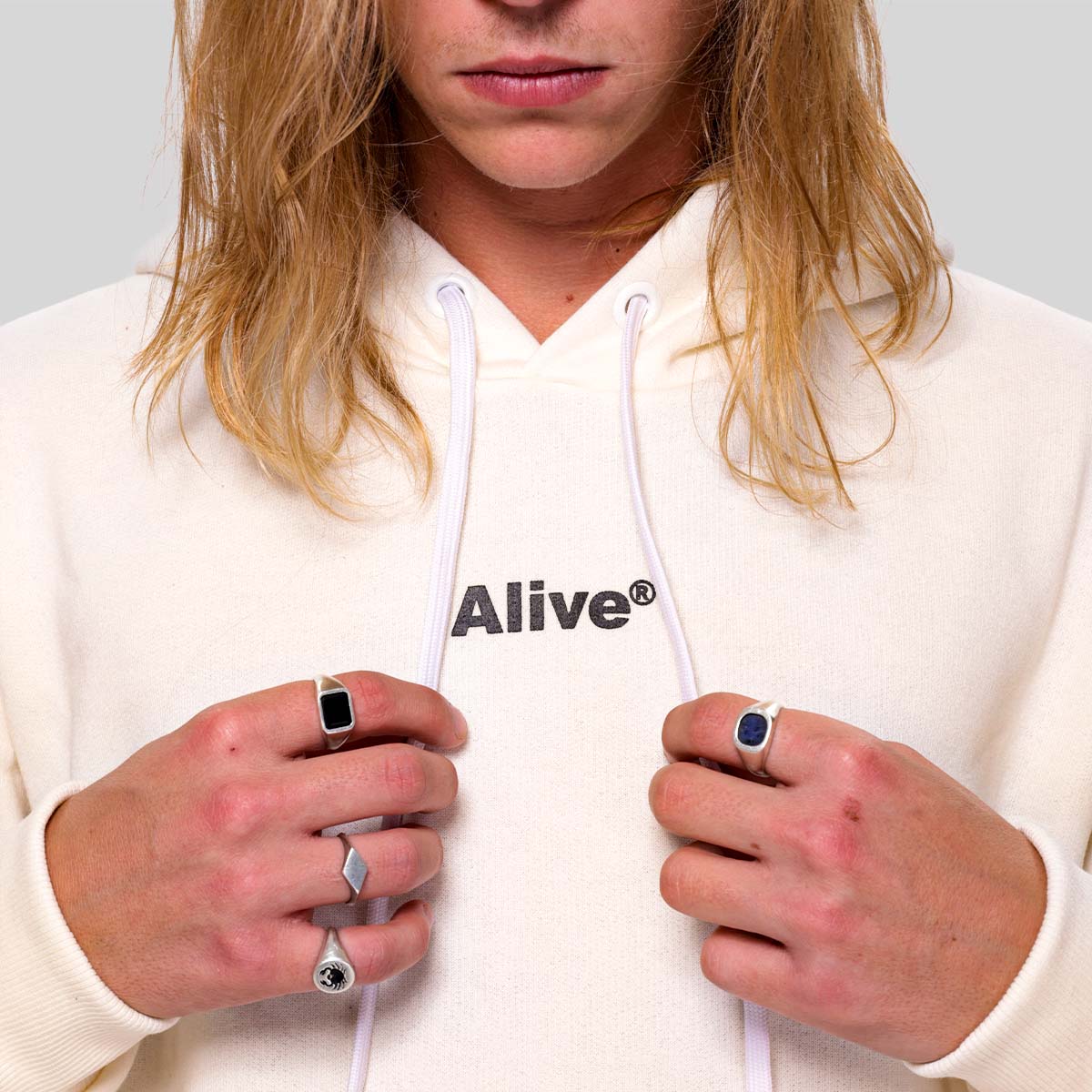 Moletom Alive Canguru Logo Off White - Texas