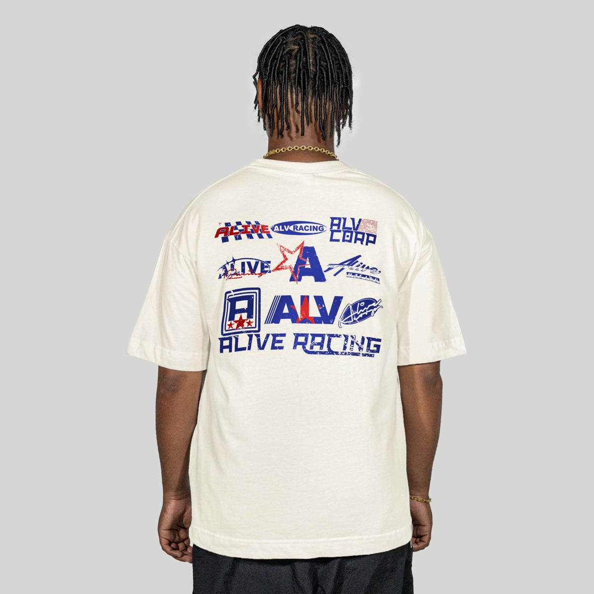 Camiseta Alive Oversized Racing Off White