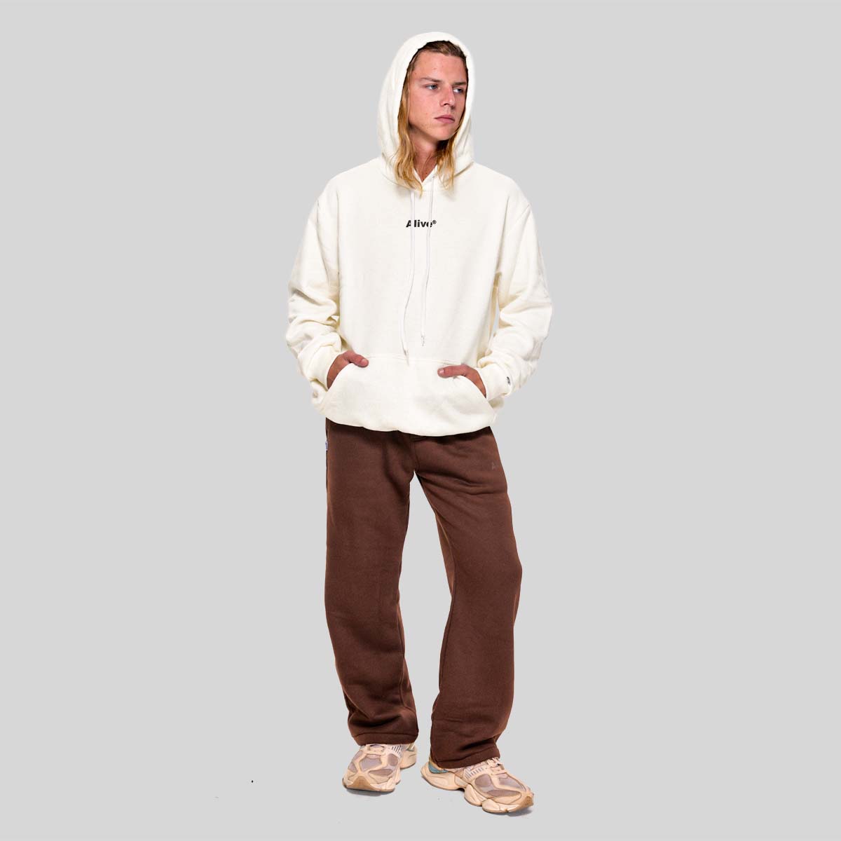 Moletom Alive Canguru Logo Off White - Texas