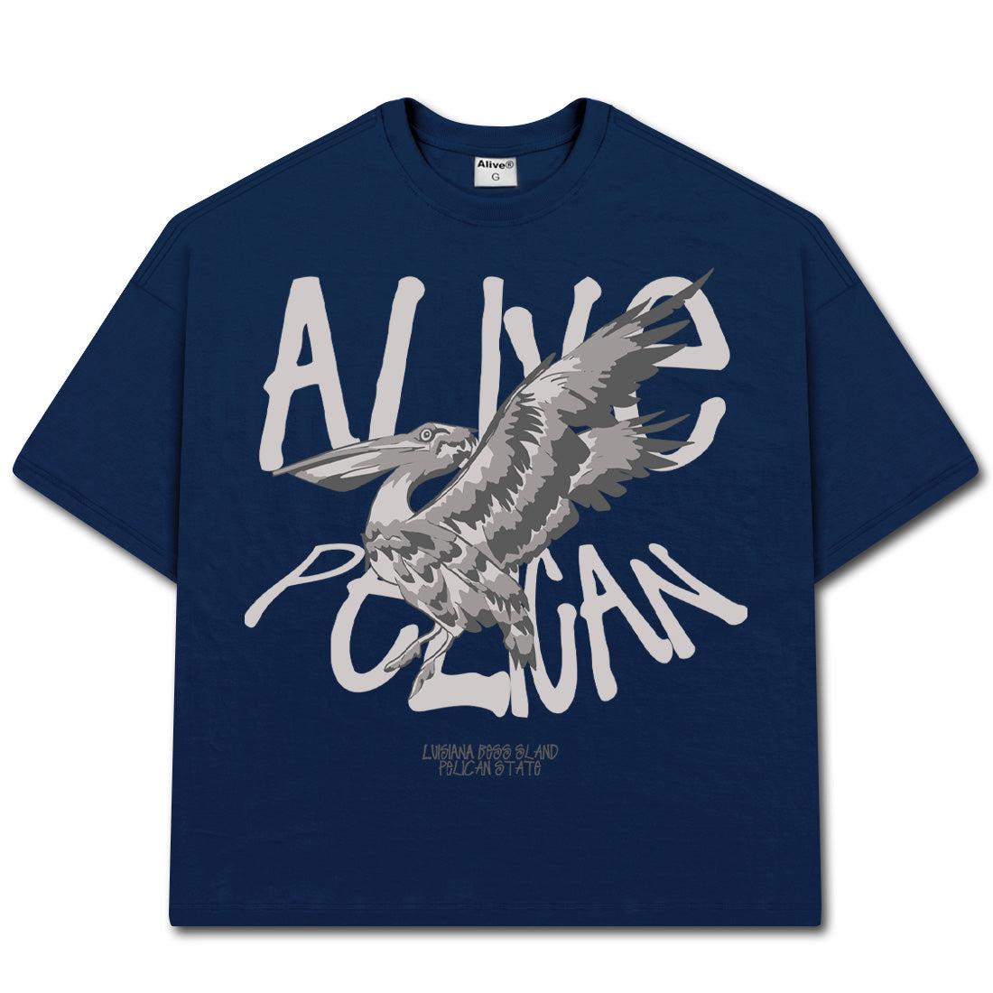 Camiseta Alive Oversized Pelican Azul Marinho