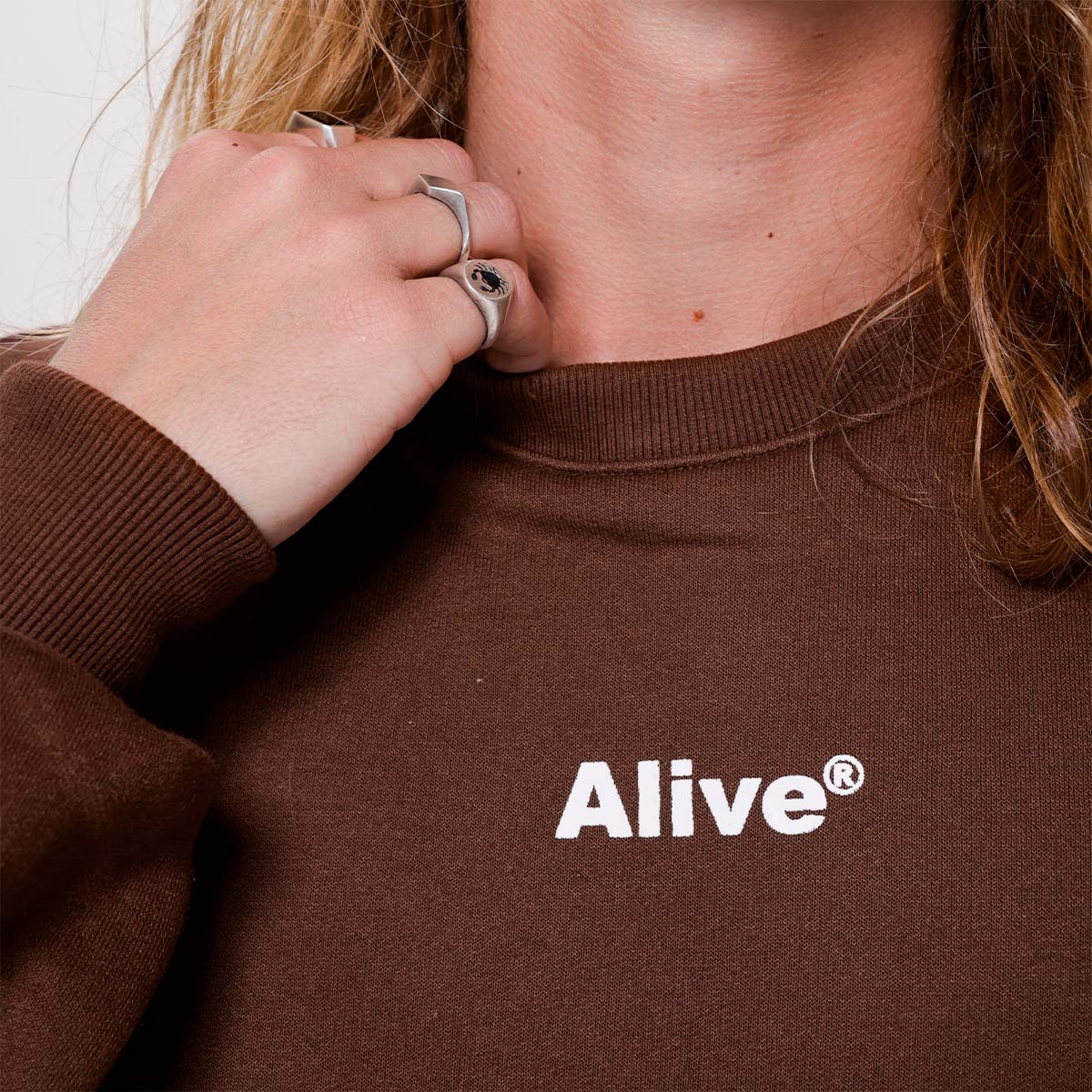 Moletom Alive Careca Logo Marrom - Texas