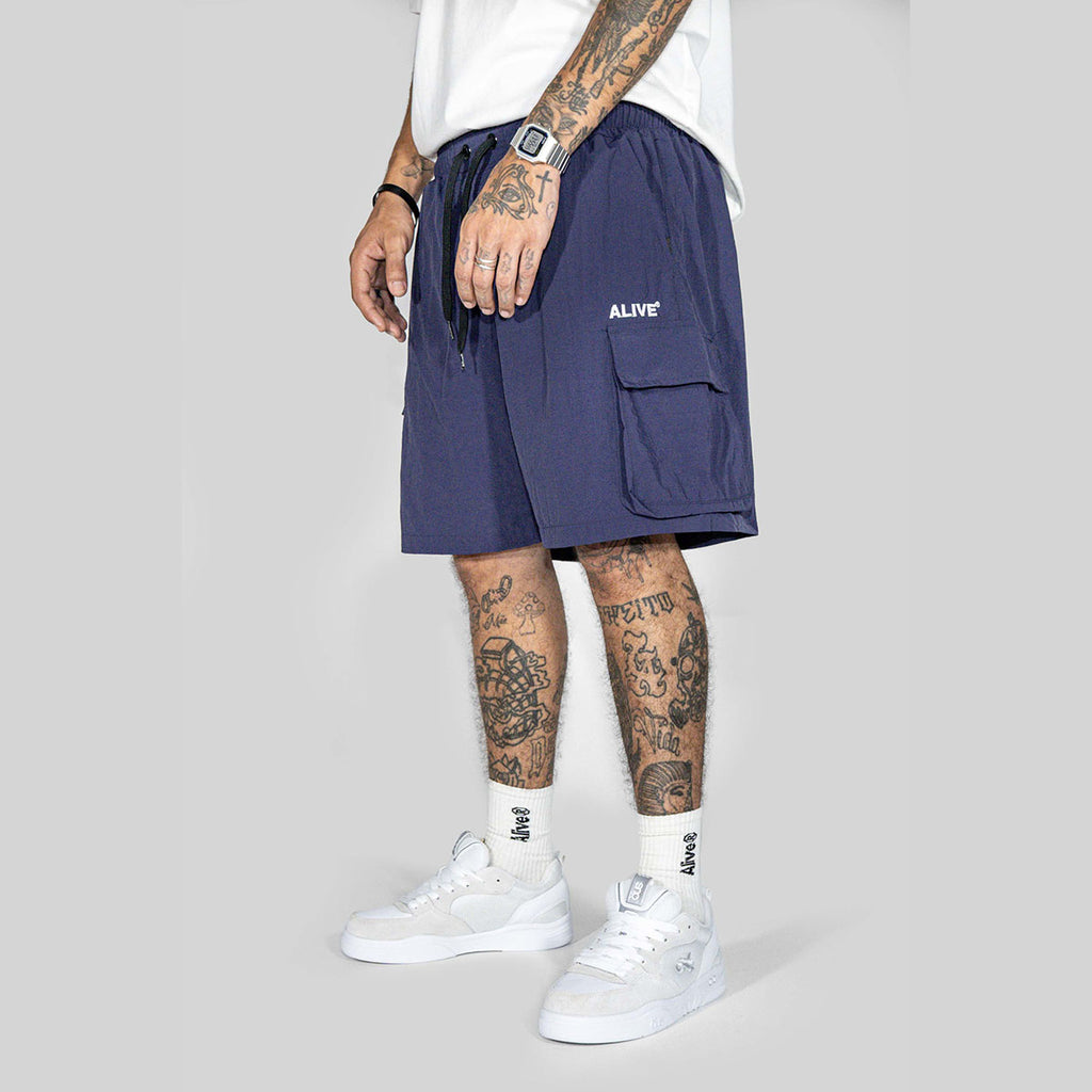Short Alive Logo Cargo Azul