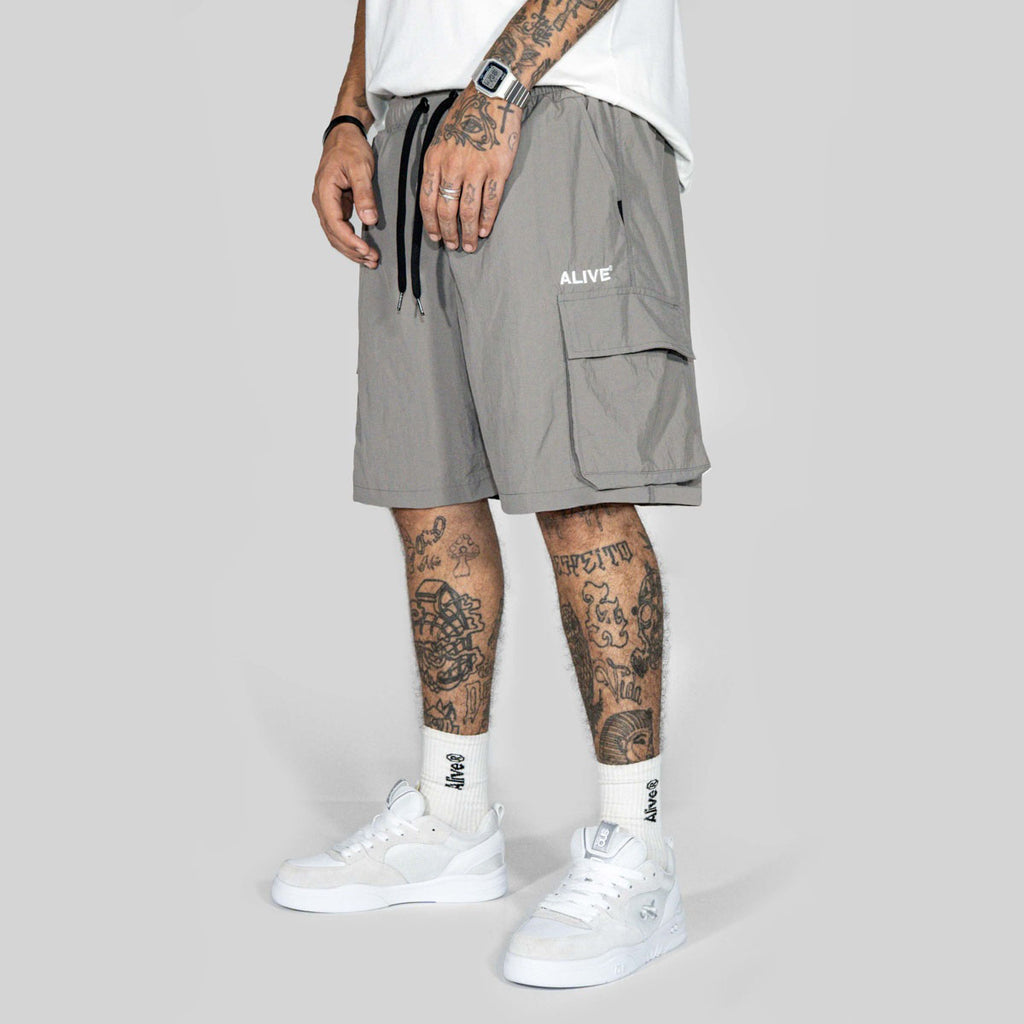 Short Alive Logo Cargo Cinza