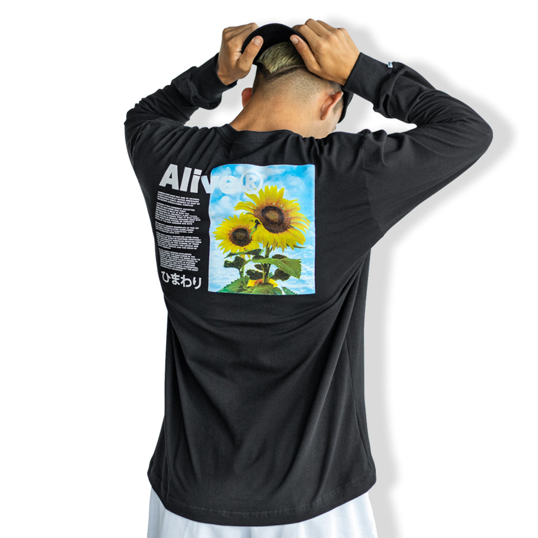 Camiseta Alive Sunflower Preto Manga Longa