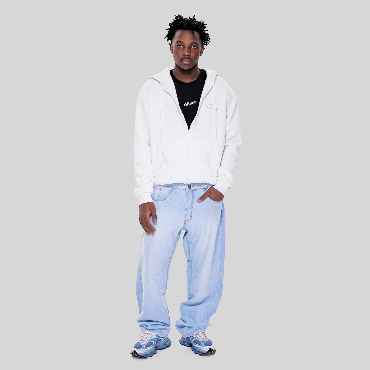 Casaco Alive Zipper Rubric Branco - Texas