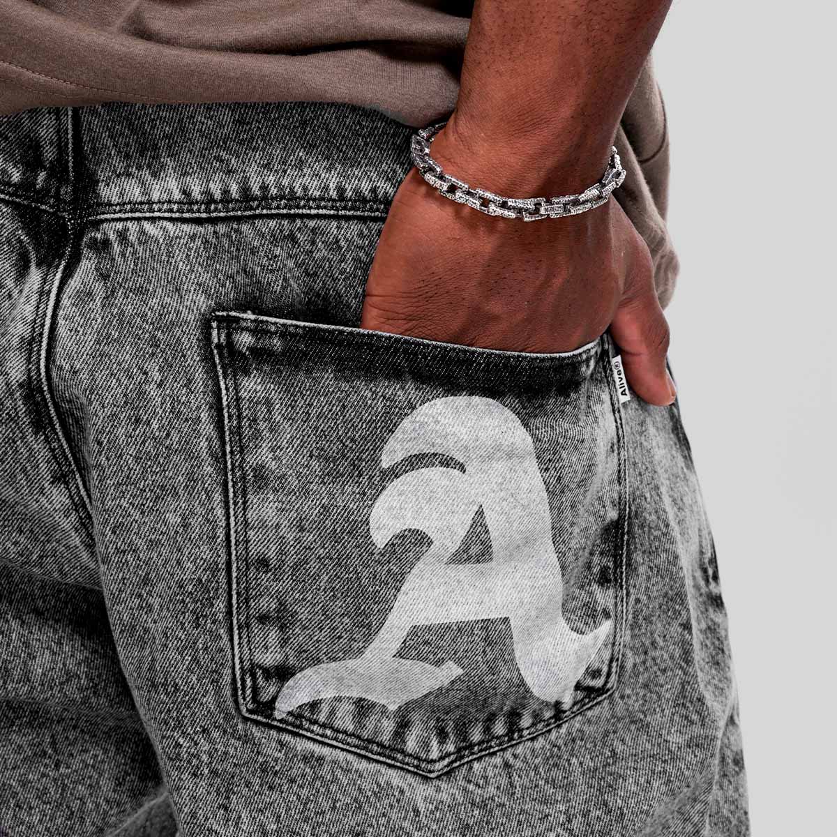 Calça Alive Jeans Semi Baggy Dark Wash Cinza - Texas