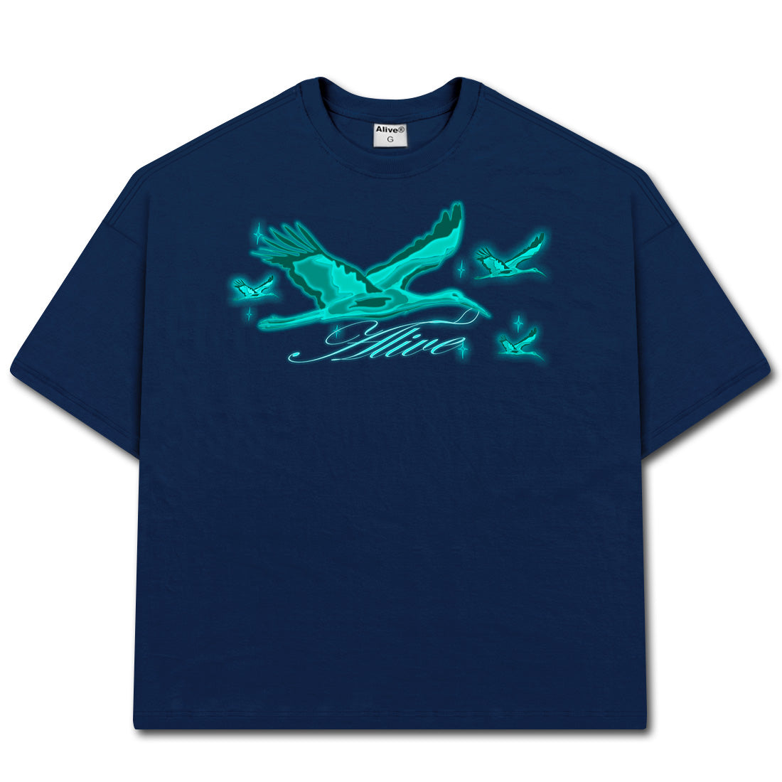 Camiseta Alive Oversized Heron Azul Marinho