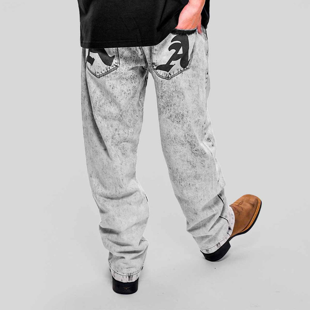 Calça Alive Jeans Semi Baggy Light Wash Cinza - Texas