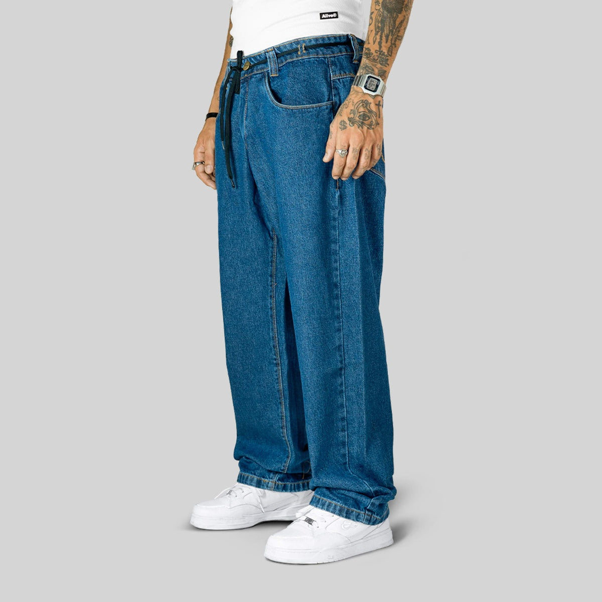 Calça Alive Semi Baggy Jeans Unissex | Azul – Alive®