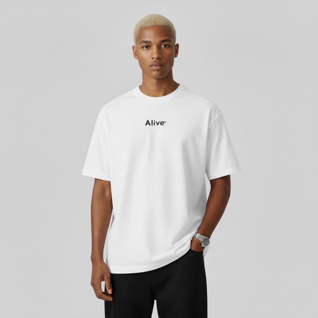 Camiseta Alive Basic Branco Preto