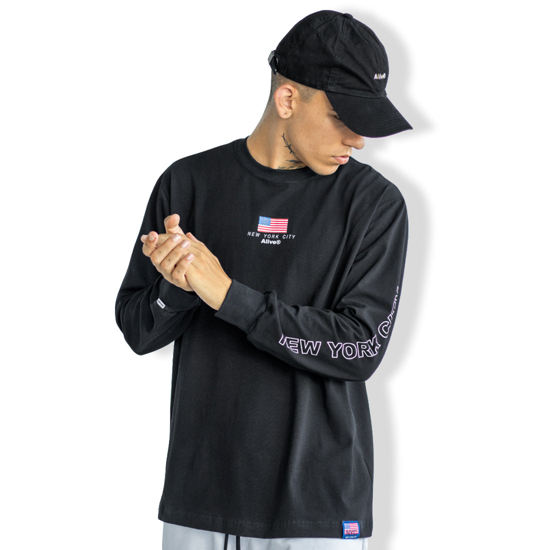 Camiseta Alive U.S.A Preto Manga Longa