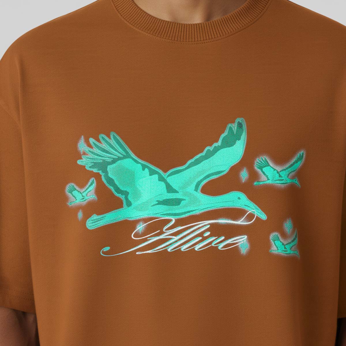 Camiseta Alive Oversized Heron Marrom