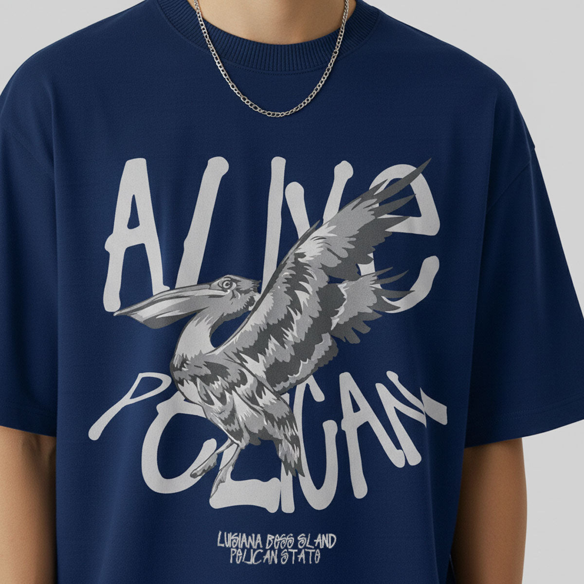 Camiseta Alive Oversized Pelican Azul Marinho