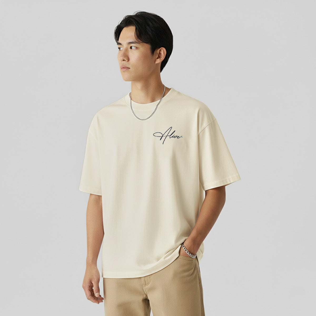 Camiseta Alive Oversized New Signature Off White