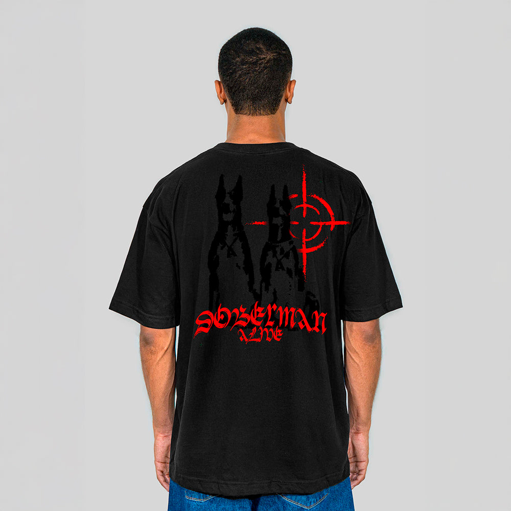 Camiseta Alive Oversized Dobermann Preto