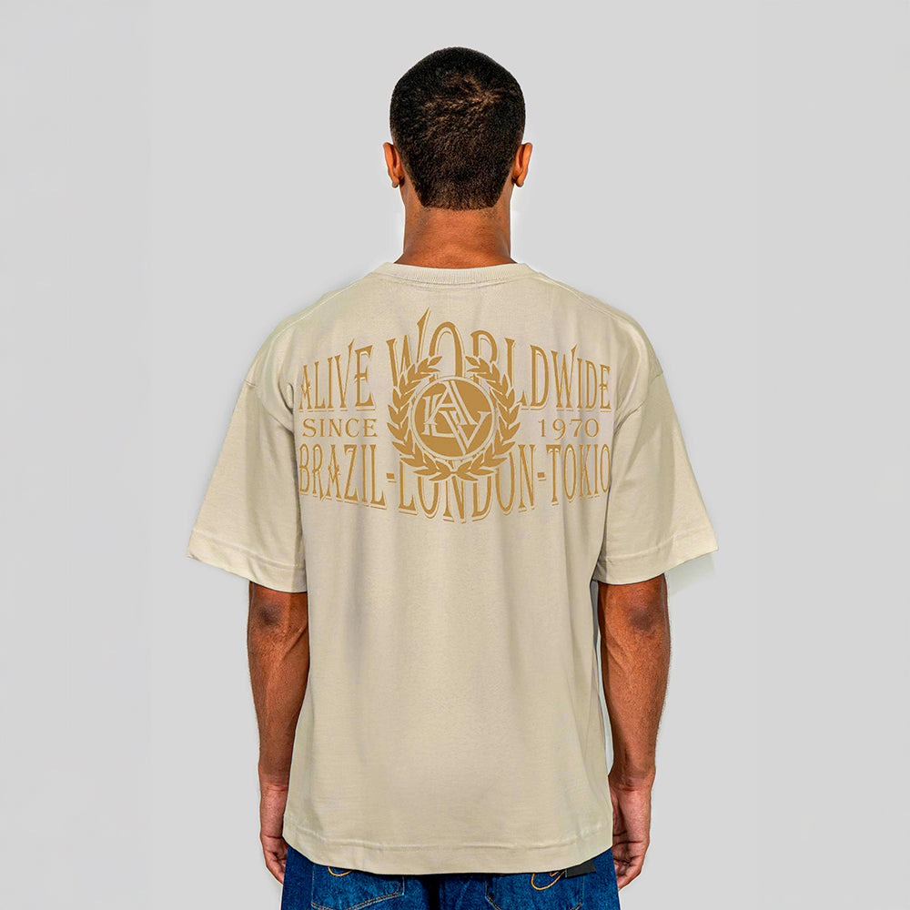 Camiseta Alive Oversized Worldwide Bege