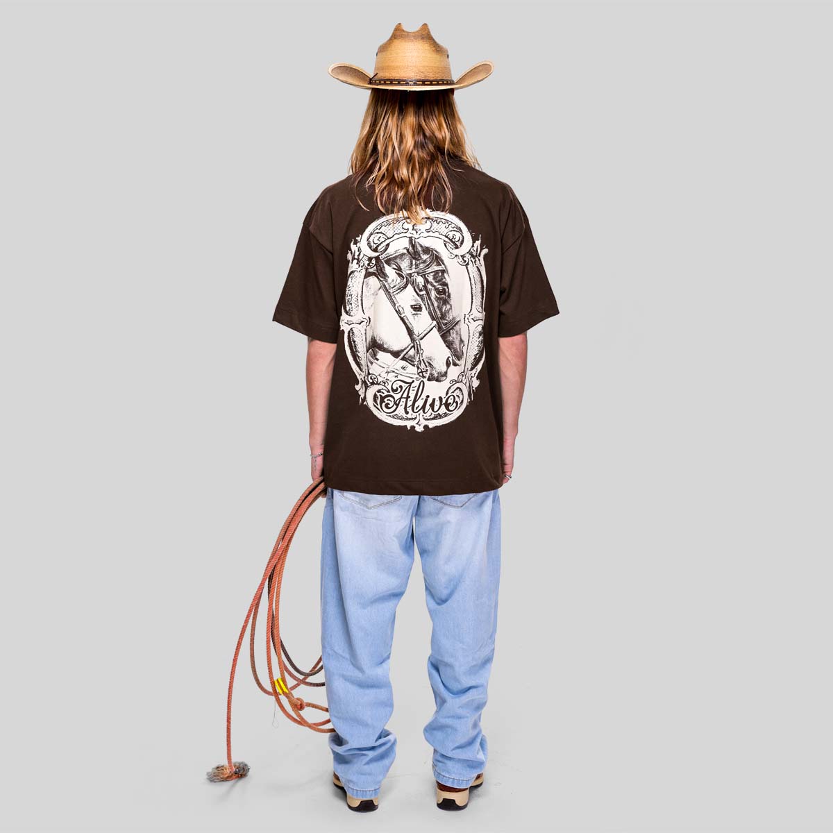 Camiseta Alive Oversized Horse Marrom - Texas