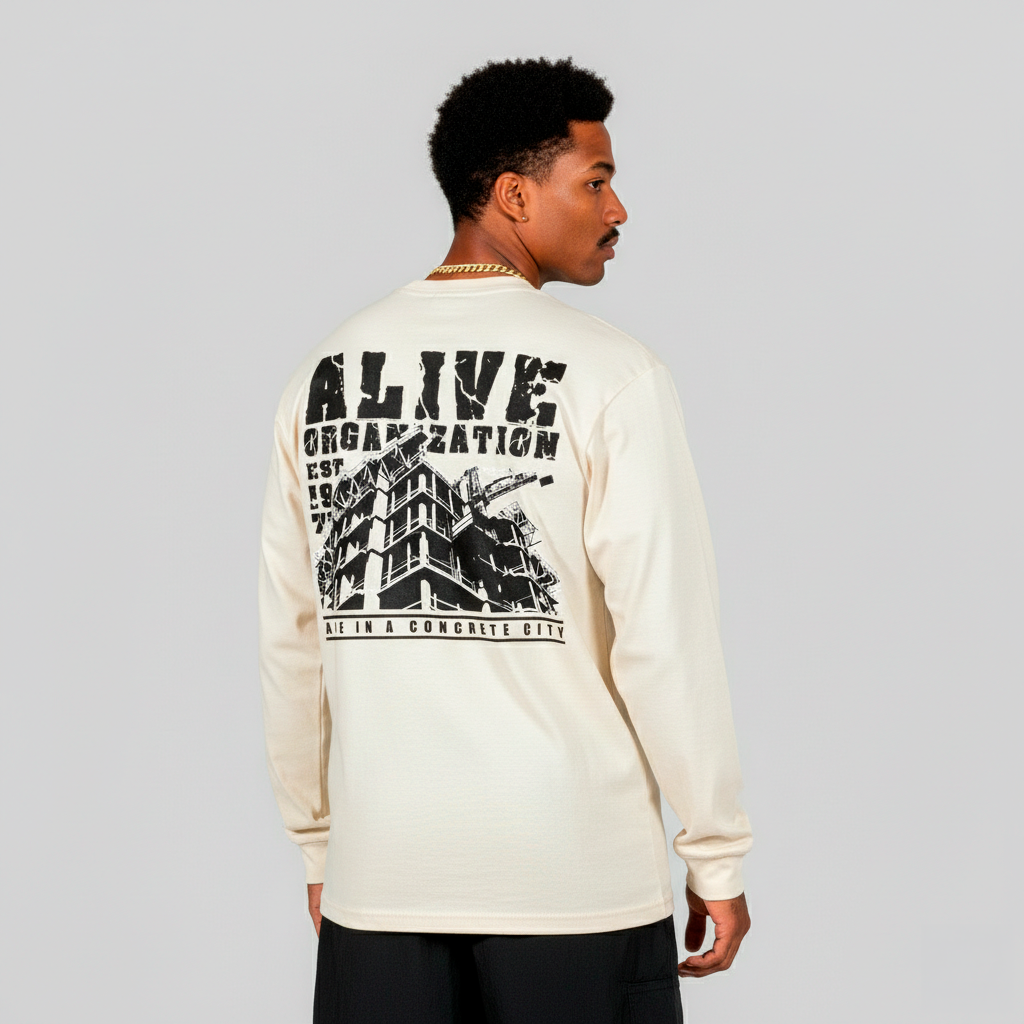 Camiseta Alive Manga Longa Construction Off White