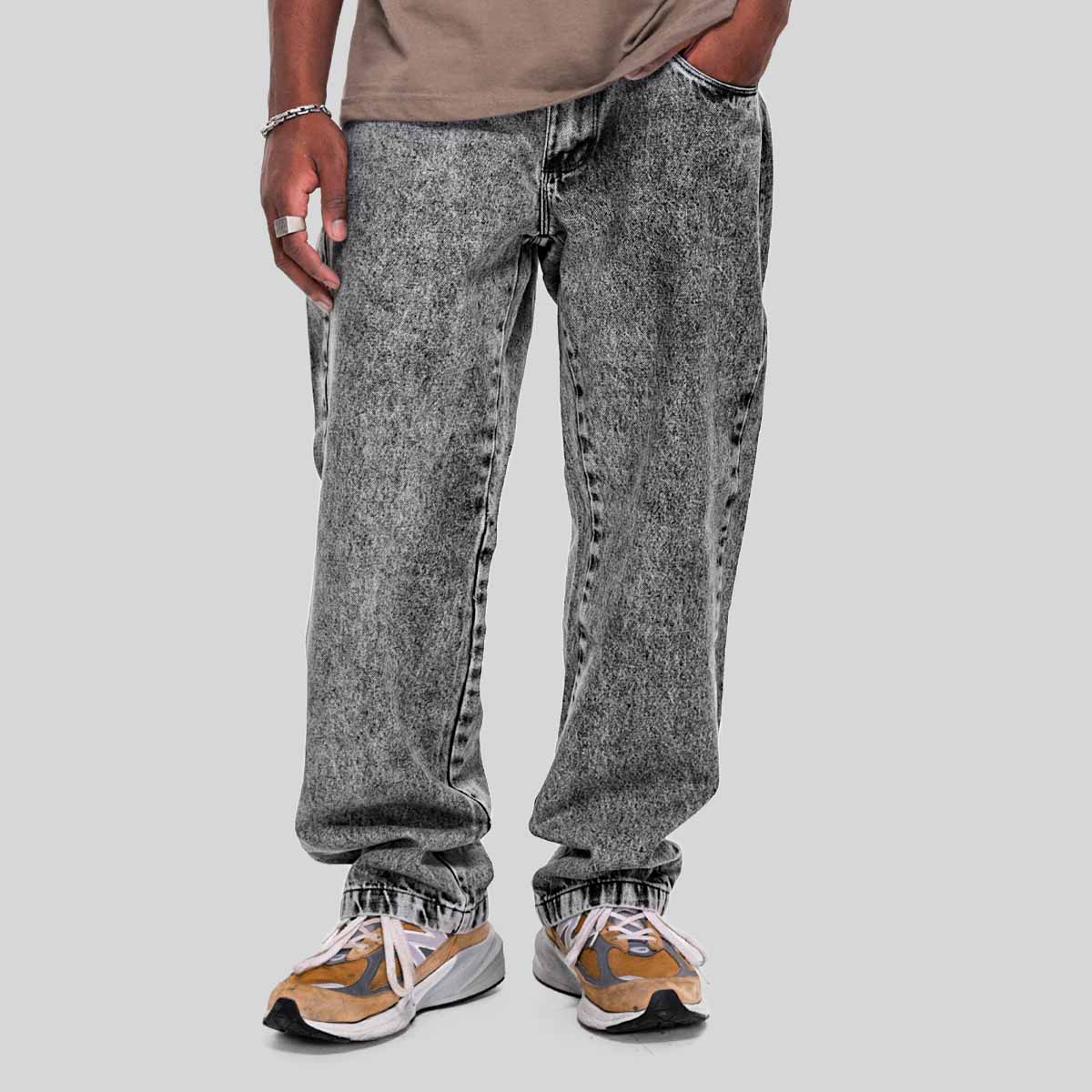 Calça Alive Jeans Semi Baggy Dark Wash Cinza - Texas