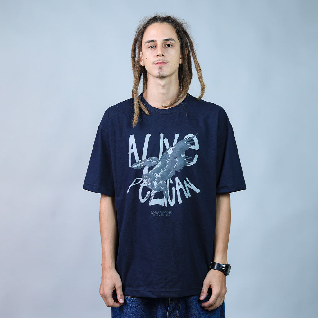 Camiseta Alive Oversized Pelican Azul Marinho