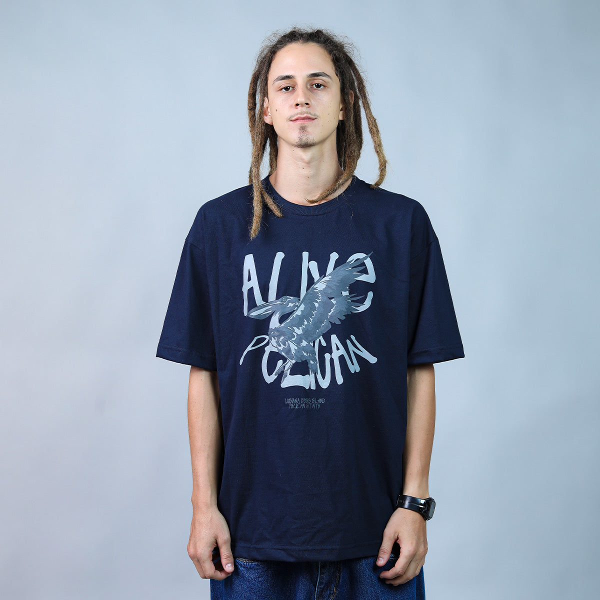 Camiseta Alive Oversized Pelican Azul Marinho