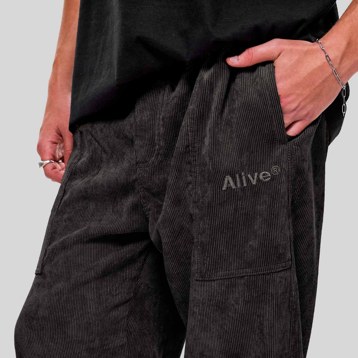 Calça Alive Cotelê Cold Preto - Texas