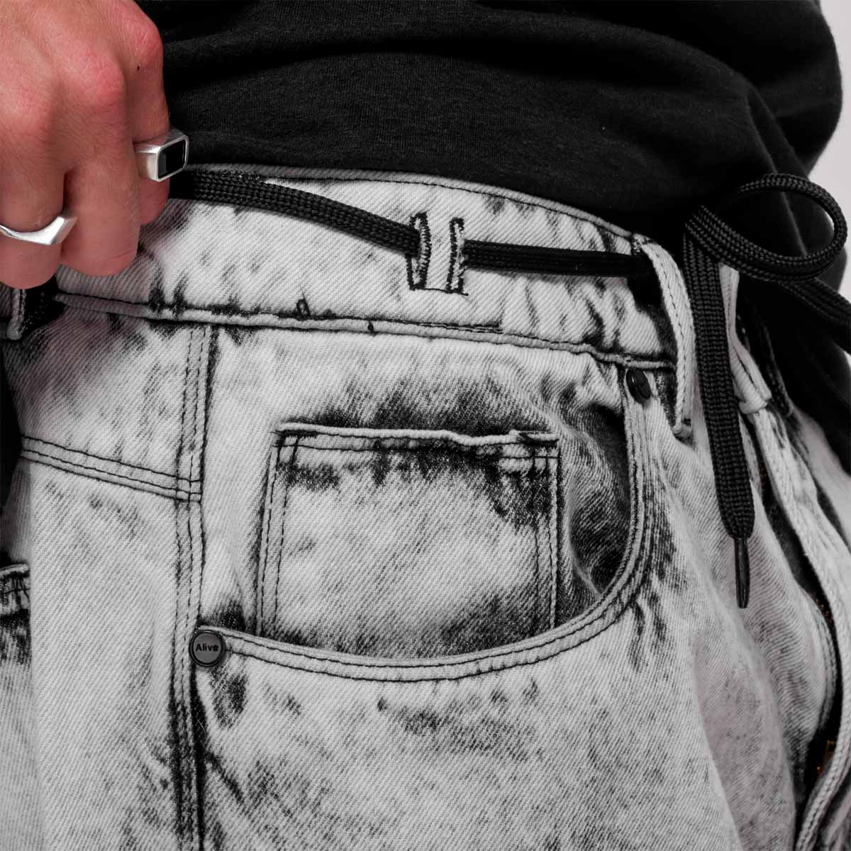 Calça Alive Jeans Semi Baggy Light Wash Cinza - Texas