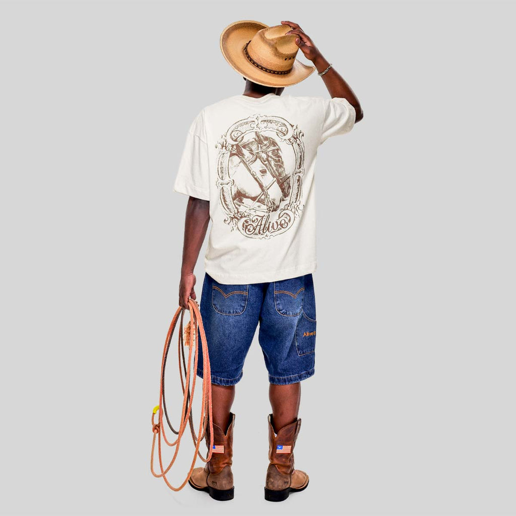 Camiseta Alive Oversized Horse Off White - Texas
