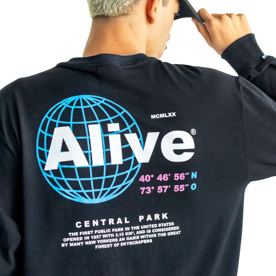 Camiseta Alive Central Park Preto Manga Longa