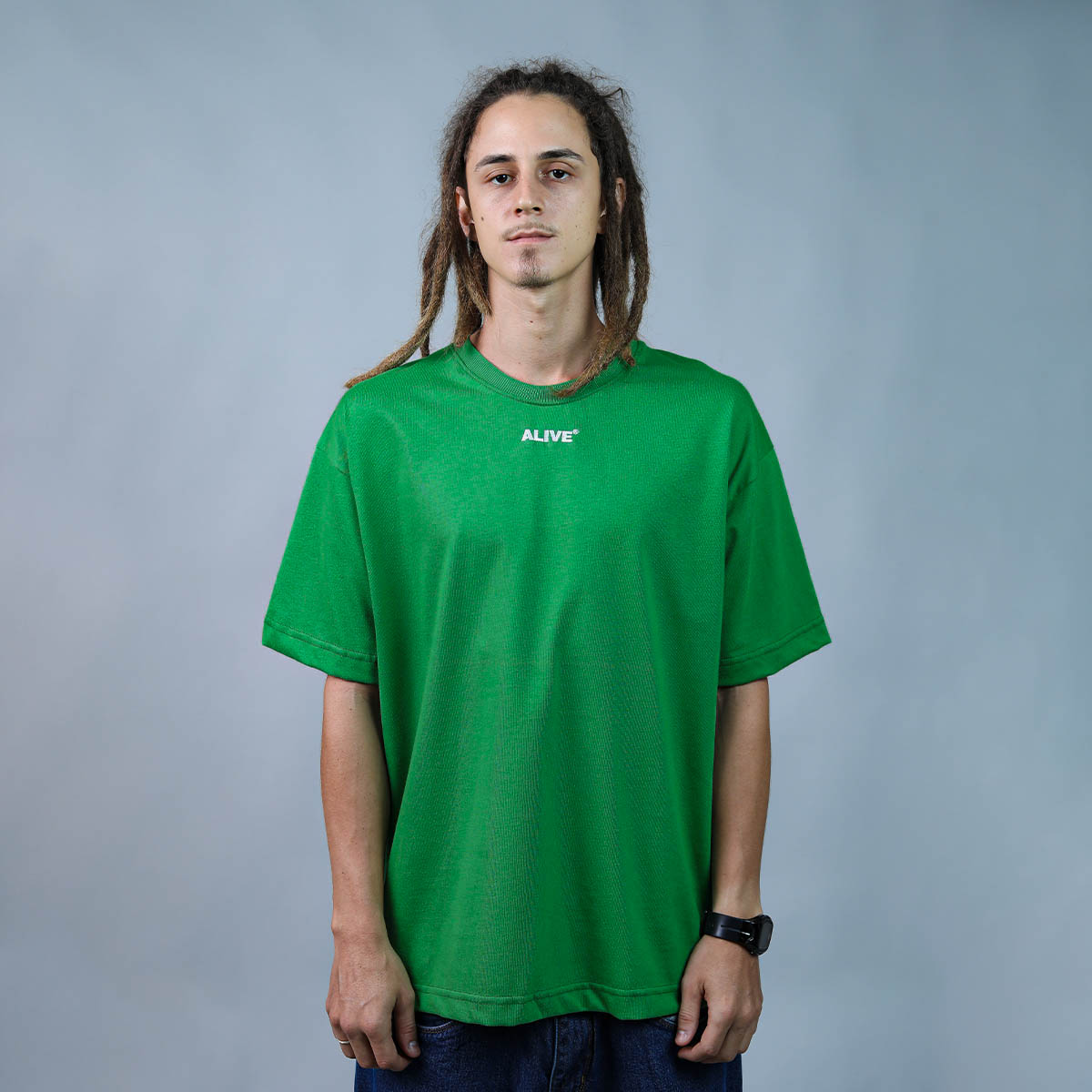 Camiseta Alive Oversized Basic Logo Verde