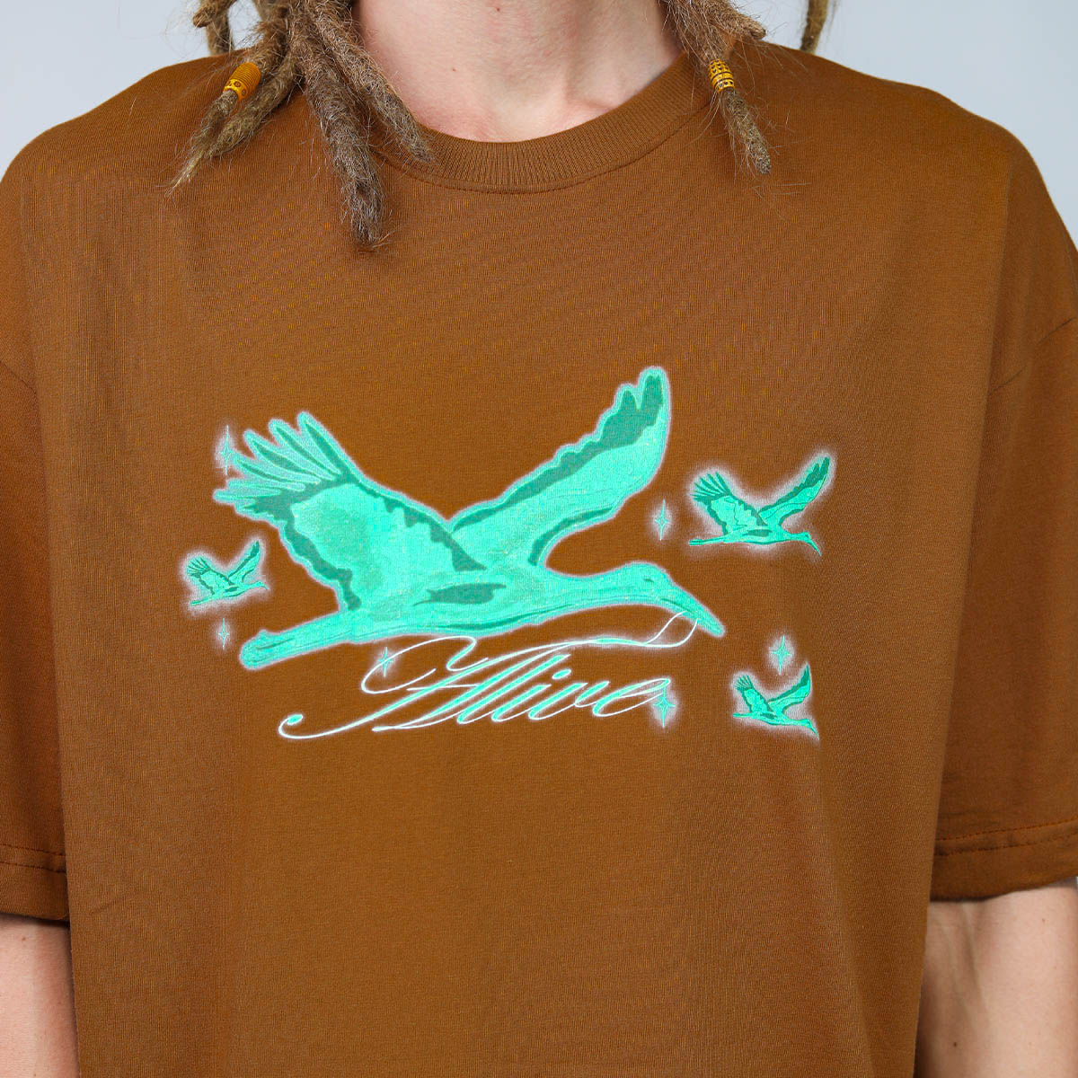 Camiseta Alive Oversized Heron Marrom