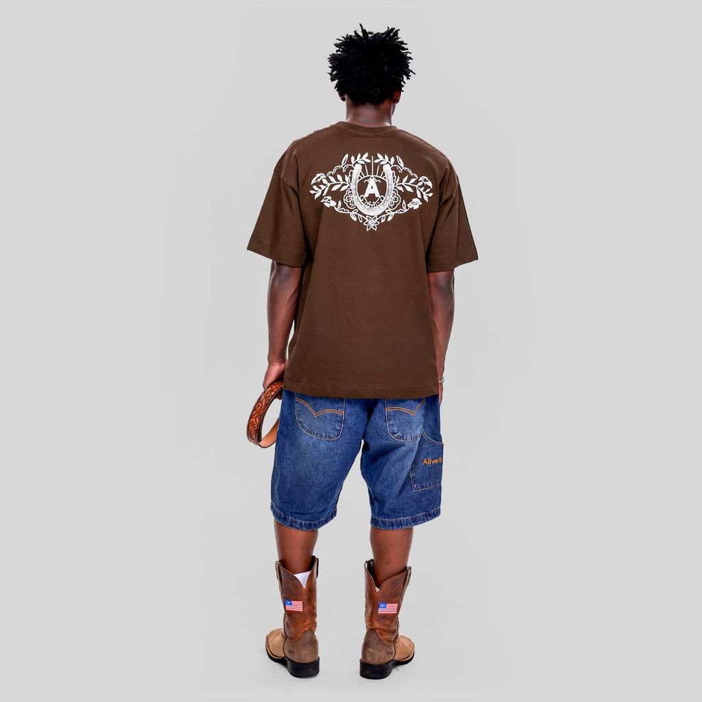 Camiseta Alive Oversized Blazon Marrom - Texas