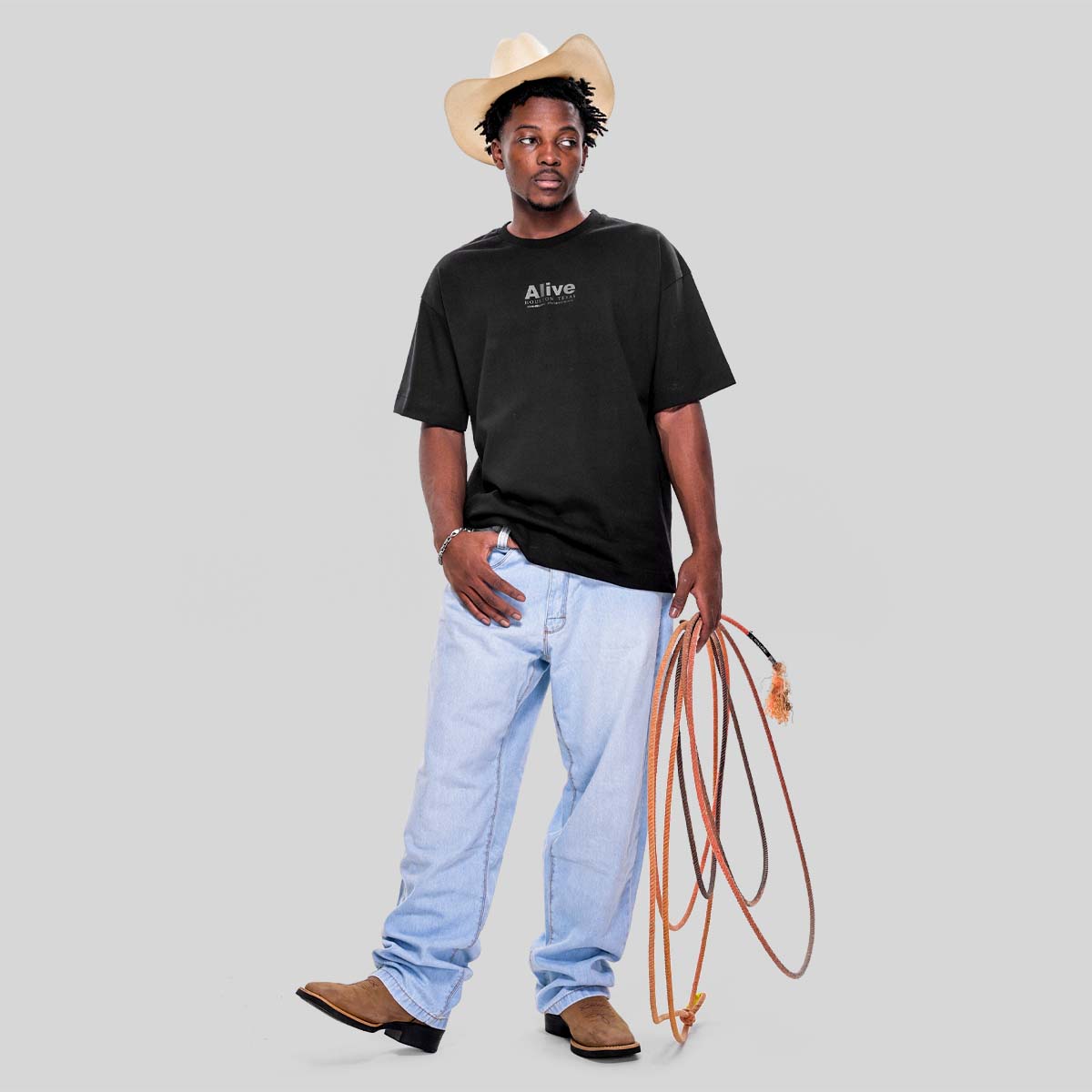 Camiseta Alive Oversized Houston Preto - Texas