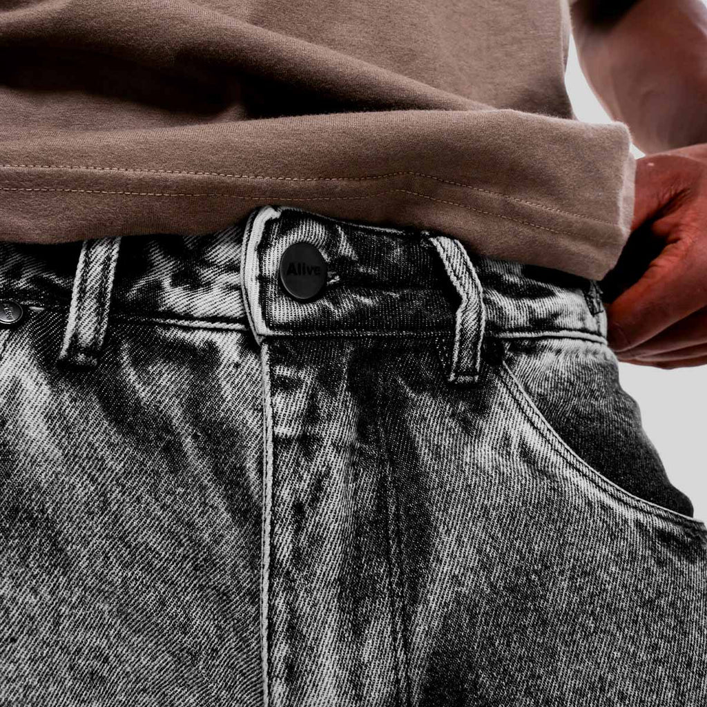 Calça Alive Jeans Semi Baggy Dark Wash Cinza - Texas