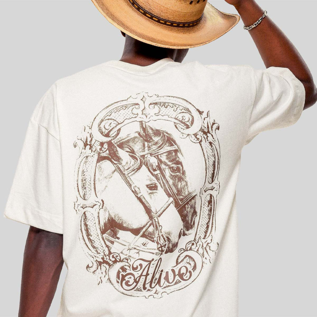 Camiseta Alive Oversized Horse Off White - Texas