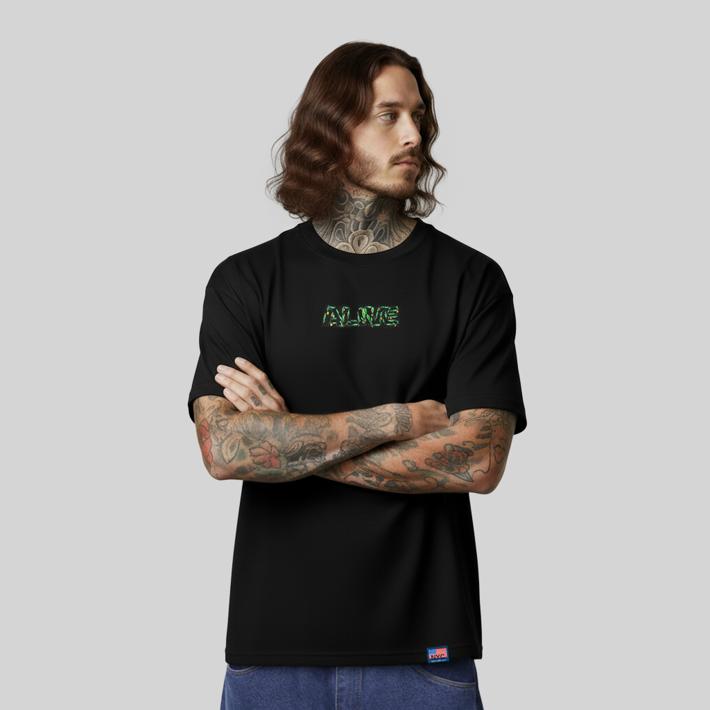 Camiseta Alive Orange Preto